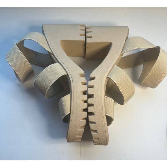 UNIONBAY Lucca Beige Elastic Straps Platform Lug Sole Platform Sandals Size 8 - Picture 6 of 11